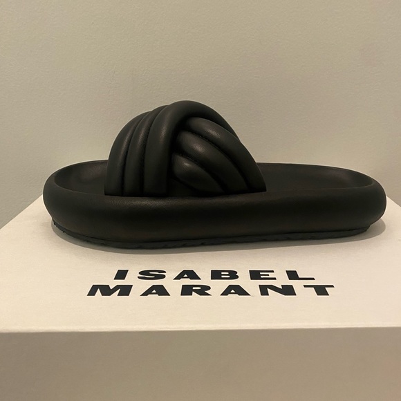 Isabel Marant Black Leather Niloo Puffy Sandal NWT - Picture 7 of 11